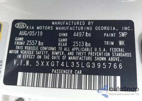 2020 Kia Optima Lx from USA, damaged, VIN 5XXGT4L35LG395766